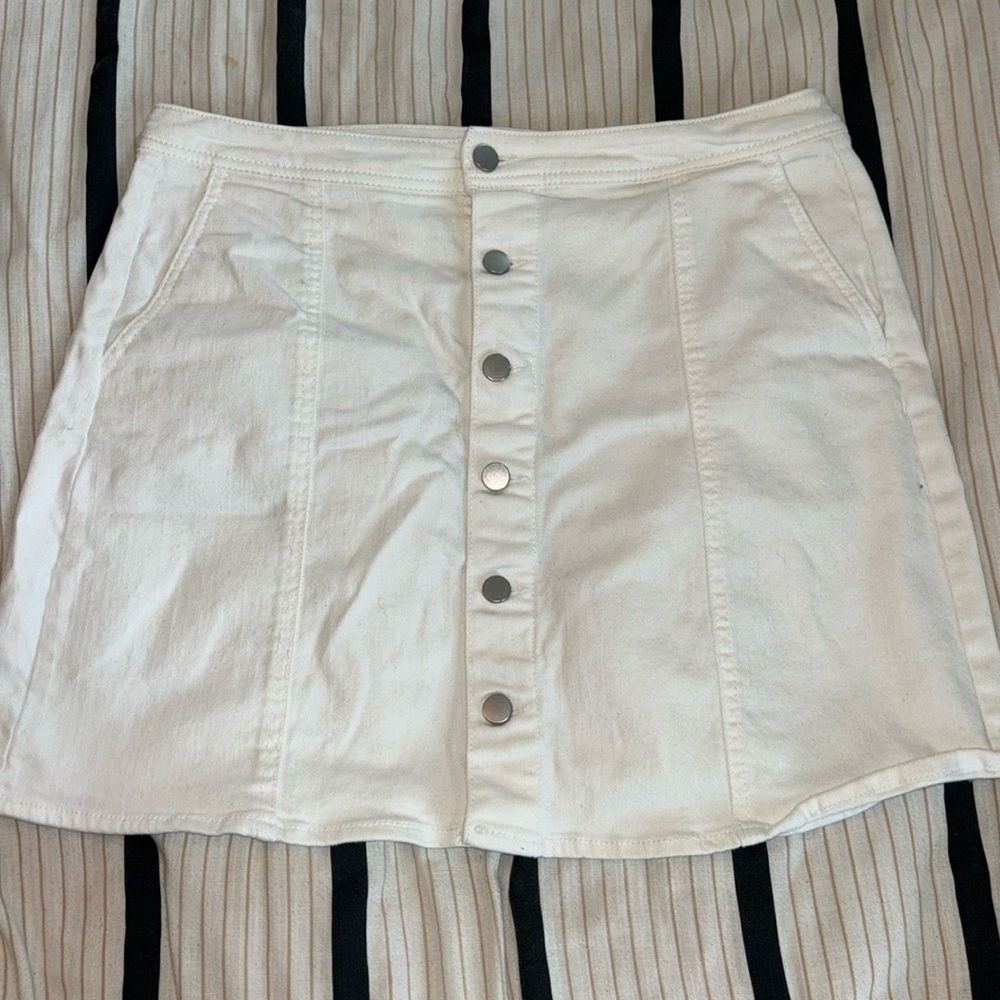 White button down mini skirt